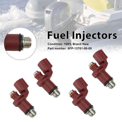 4PC Fuel Injectors 6FP-13761-00-00 For Yamaha Outboard 75HP 90HP