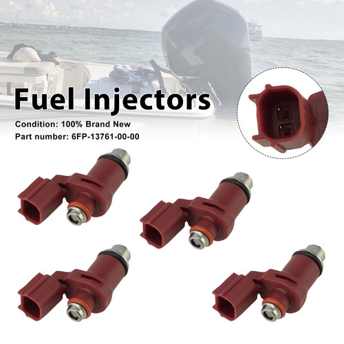 4PC Fuel Injectors 6FP-13761-00-00 For Yamaha Outboard 75HP 90HP