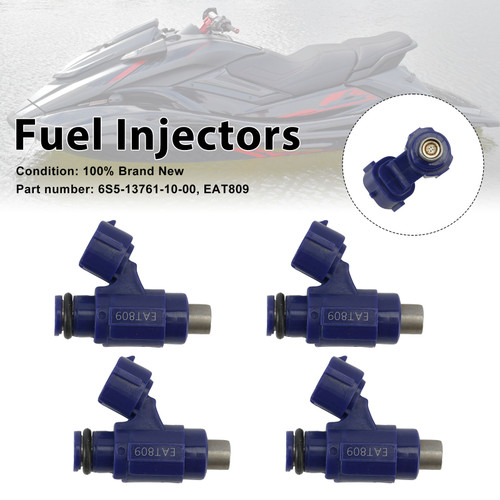 4PC EAT809 Fuel Injectors 6S5-13761-10-00 For Yamaha WaveRunner VX HO SHO