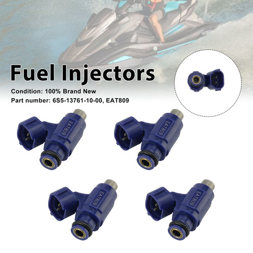 4PC EAT809 Fuel Injectors 6S5-13761-10-00 For Yamaha WaveRunner VX HO SHO