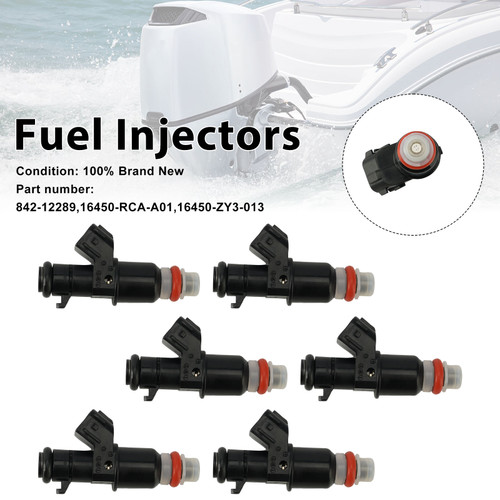 6PC 842-12289 Fuel Injectors 16450-RCA-A01 16450-ZY3-013 For Honda Outboard