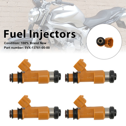 4PC Fuel Injectors 5VX-13761-00-00 For Yamaha FZ6 04-09 FZ6R 09-17