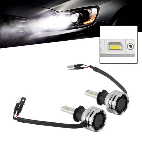 LED Headlight Bulb Kit High Low Beam H3 12V 24W 6500K Fan Cooling For HELLA