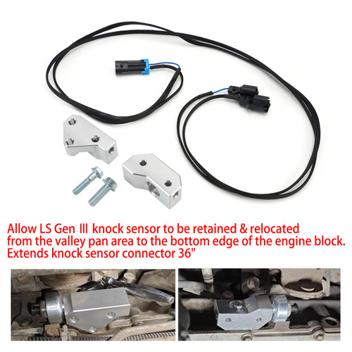 Knock Sensor Relocation Brackets with Harness for LS 97-07 V8 Engines