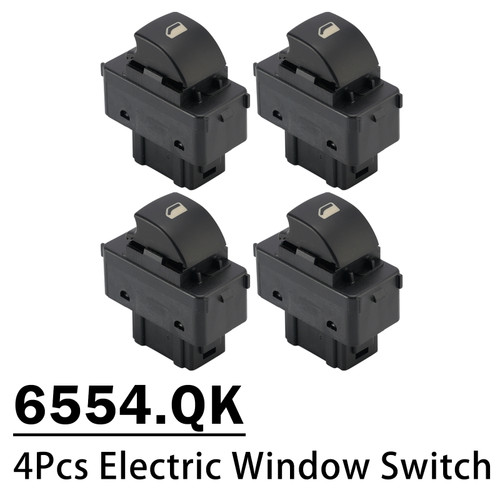 4Pcs Electric Window Switch 6554.QK for Citroen Berlingo 2008-2018 MPV