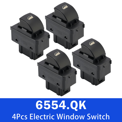 4Pcs Electric Window Switch 6554.QK for Citroen Berlingo 2008-2018 MPV