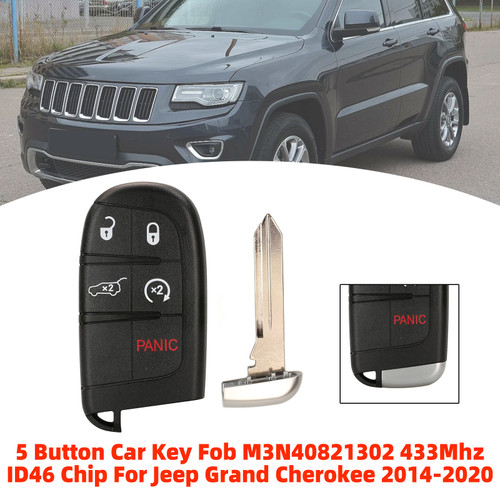 5 Button Car Key Fob M3N40821302 433Mhz ID46 Chip For Jeep Grand Cherokee 2014-2020