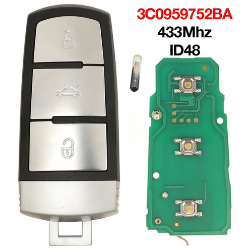 3 Button Car Key Fob 3C0959752BA 433Mhz ID48 Chip For VW Passat CC B6 B7 Magotan