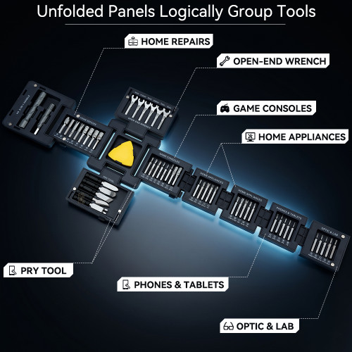 Unfold the All-in-One Home & Precision Toolkit 55 Pieces tools Screwdriver Set for iPhone