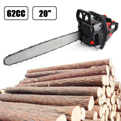 62cc Chainsaw 20" Bar Powered Engine 2 Cycle Gasoline Chain Saw Red