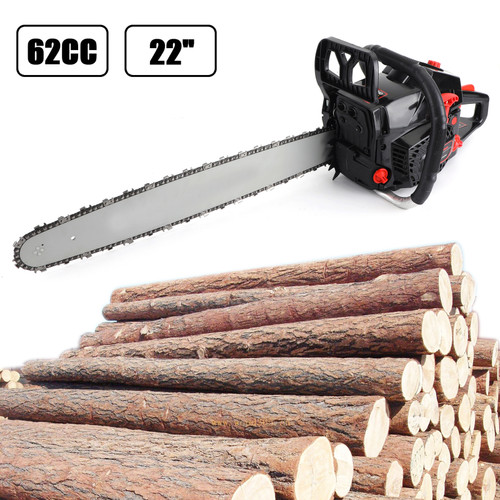 62cc Chainsaw 22" Bar Powered Engine 2 Cycle Gasoline Chain Saw Red
