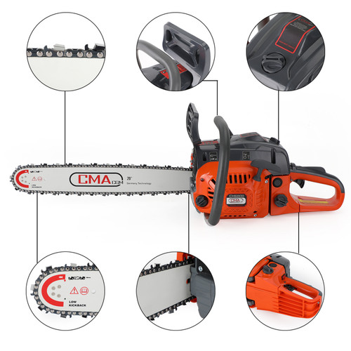 20" 68CC Gasoline Chainsaw Cutting Wood Gas Sawing Aluminum Crankcase Chain Saw