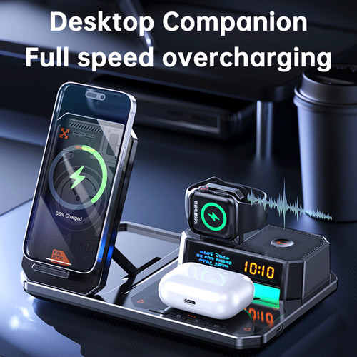 6 in 1 Magnetic Wireless Charger Bluetooth Speakers for Apple 17 16e 16 15 14 13