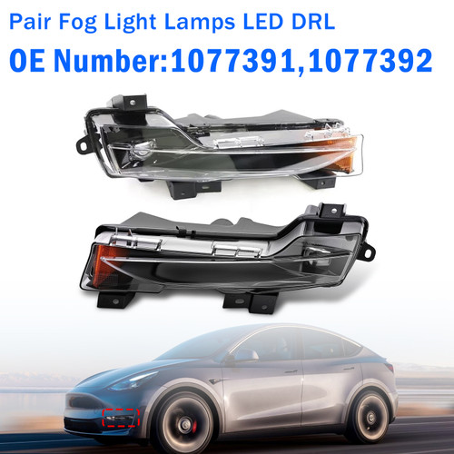 Pair Fog Light Lamps LED DRL For Tesla Model 3 Y 2017é?023