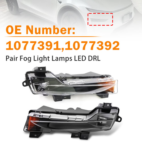 Pair Fog Light Lamps LED DRL For Tesla Model 3 Y 2017é?023