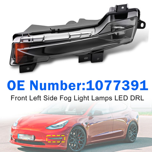 Front Left Side Fog Light Lamps LED DRL 1077391 For Tesla Model 3 Y 2017é?023