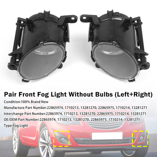 Pair Front Fog Light Lamp For Vauxhall Insignia Astra 2011-2020 22865974