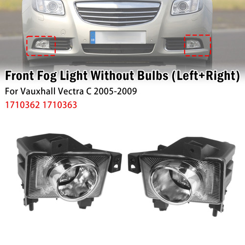 Pair Front Fog Light Lamp For Vauxhall Vectra C 2005-2009 1710362 1710363