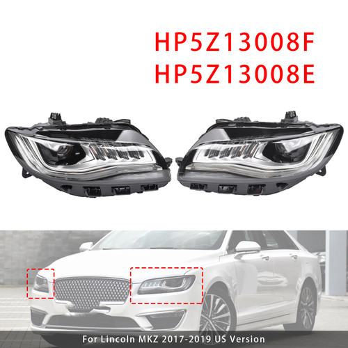 Left+Right LED Headlight W/ AFS HP5Z13008F HP5Z13008E For Lincoln MKZ 2017-2019