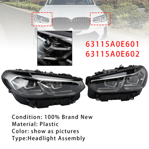LED Left+Right Headlight Chrome Without AFS For BMW X3 X4 G01 G02 2022-2025