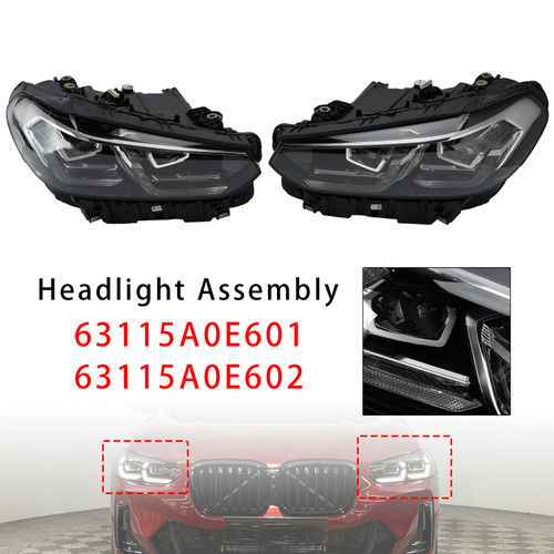 LED Left+Right Headlight Chrome Without AFS For BMW X3 X4 G01 G02 2022-2025