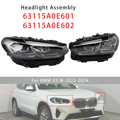 LED Left+Right Headlight Chrome Without AFS For BMW X3 X4 G01 G02 2022-2025