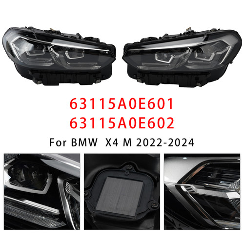 LED Left+Right Headlight Chrome Without AFS For BMW X3 X4 G01 G02 2022-2025