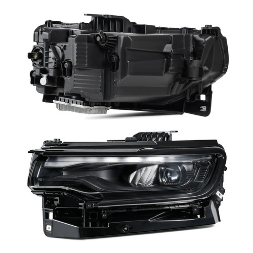 Left+Right Full LED Projector Headlight For Jeep Wagoneer 2022-2025 Black
