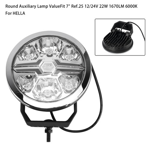 Round Auxiliary Lamp ValueFit 7" Ref.25 12/24V 22W 1670LM 6000K For HELLA