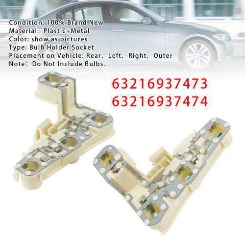Rear Left+Right Bulb Holder Socket For BMW 3 Series E90 (Sedan) 05-08 (Pre-LCI)