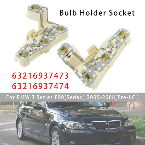 Rear Left+Right Bulb Holder Socket For BMW 3 Series E90 (Sedan) 05-08 (Pre-LCI)