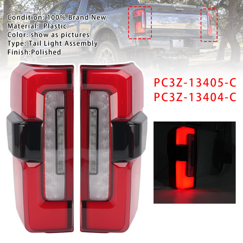 Left+Right LED Tail Light PC3Z-13405-C PC3Z-13404-C For Ford F-250 2023-2026