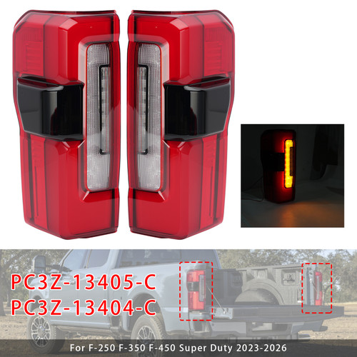 Left+Right LED Tail Light PC3Z-13405-C PC3Z-13404-C For Ford F-250 2023-2026