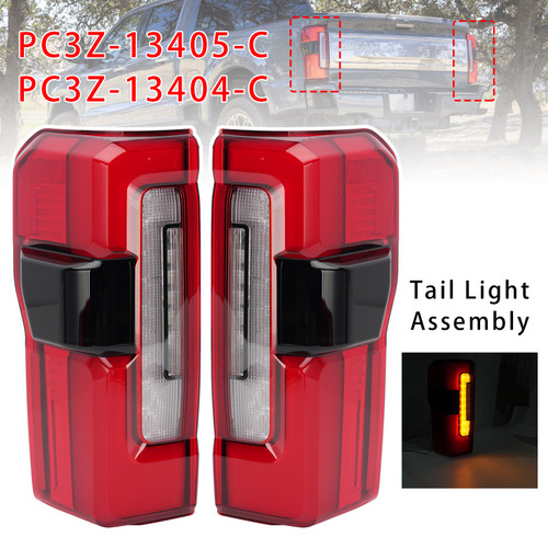 Left+Right LED Tail Light PC3Z-13405-C PC3Z-13404-C For Ford F-250 2023-2026