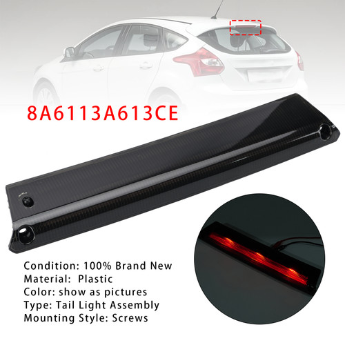 Rear High Level 3rd Brake Light 8A6113A613CE For Ford Fiesta MK7 Focus MK3 Black