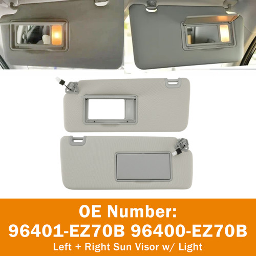 Left Right Sun Visor W/Light 96401-EZ70B 96400-EZ70B For Nissan Titan 2004-2024