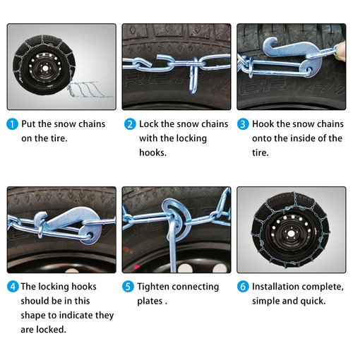 2 Pack V-Bar Tire Chains for Car SUV 16" to 21" Tire Snow Ice Traction