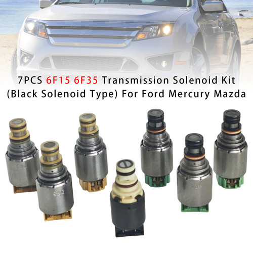 7PCS 6F15 6F35 Transmission Solenoid Kit (Black Solenoid Type) For Ford Mercury