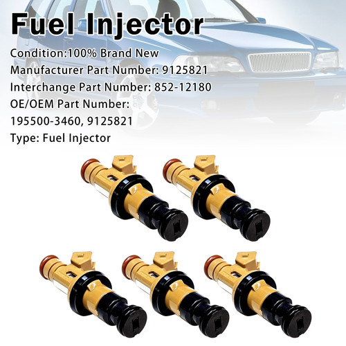5Pcs Fuel Injector For Volvo S70 V70 2.4L L5 1999 9125821 195500-3460