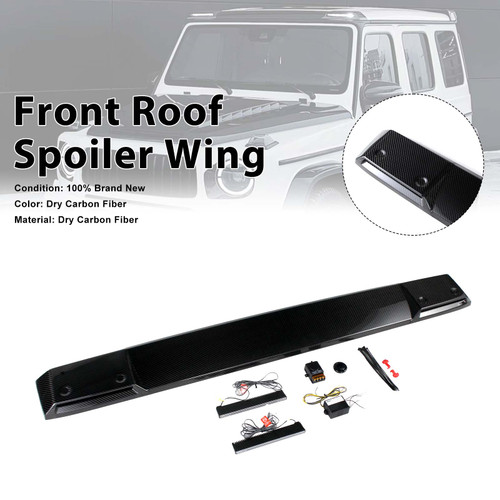 Shark style Front Roof Spoiler Wing Fit Benz G-Class W464 2019-2023 W/Led