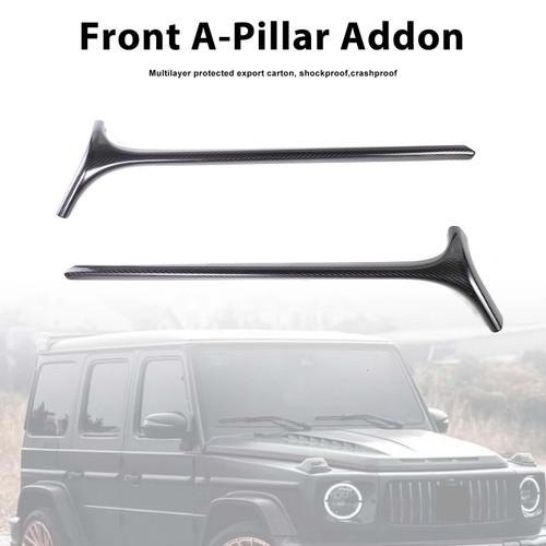 Carbon Fiber Front Window A-Pillar Addon Fit Benz G Class W464 G500 2019-2023