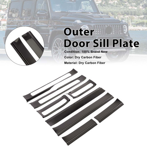 Carbon Fiber Outer Door Sill Plate Cover Trim Fit Benz W464 G500 2019-2023
