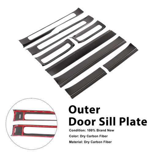 Carbon Fiber Outer Door Sill Plate Cover Trim Fit Benz W464 G500 2019-2023