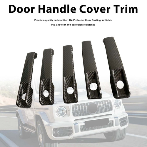 5PCS Dry Carbon Door Handle Cover Trim Fit Benz G Class W463A W464 2019-2023
