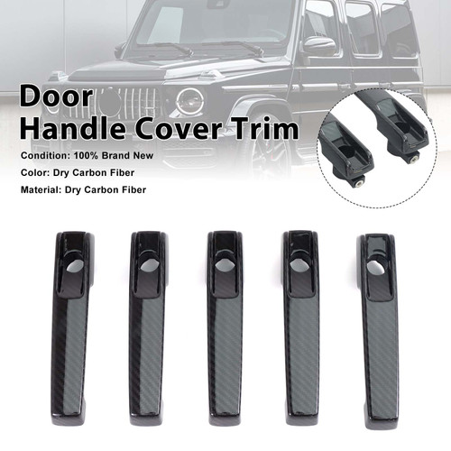 5PCS Carbon Fiber Door Handle Cover Trim Fit Benz G Class W463A W464 2019-2023