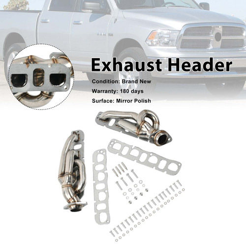Steel Exhaust Manifold Header Fit Dodge Ram 1500 2009-2018 5.7L 1-5/8"