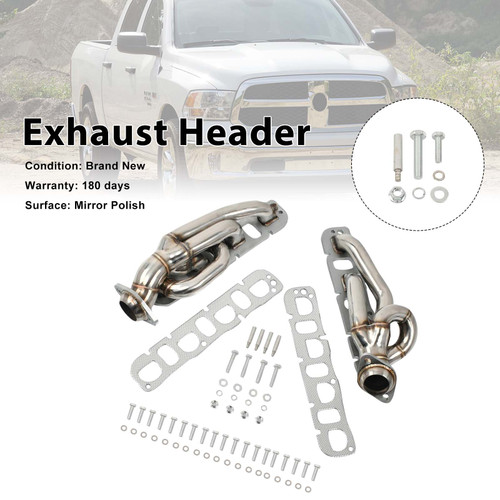 Steel Exhaust Manifold Header Fit Dodge Ram 1500 2009-2018 5.7L 1-5/8"