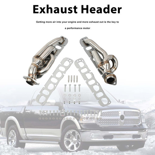 Steel Exhaust Manifold Header Fit Dodge Ram 1500 2009-2018 5.7L 1-5/8"