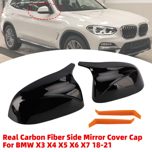 Real Carbon Fiber Side Mirror Cover Cap For BMW X3 X4 X5 X6 X7 2018-2021