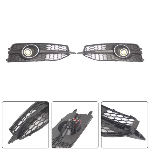 Black Front Bumper Fog Light Grille Cover Bezel Fit Audi A7 S7 S-Line 2012-2015